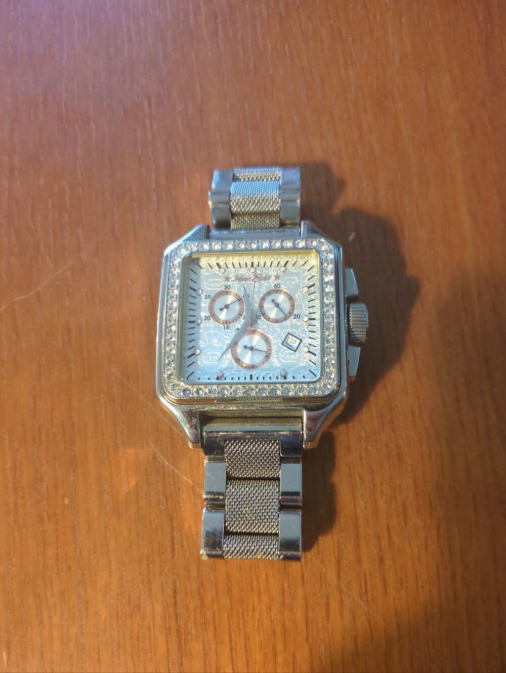 Marc Ecko E27537G1 Square Silver Crystal Men's Wristwatch UNTESTED